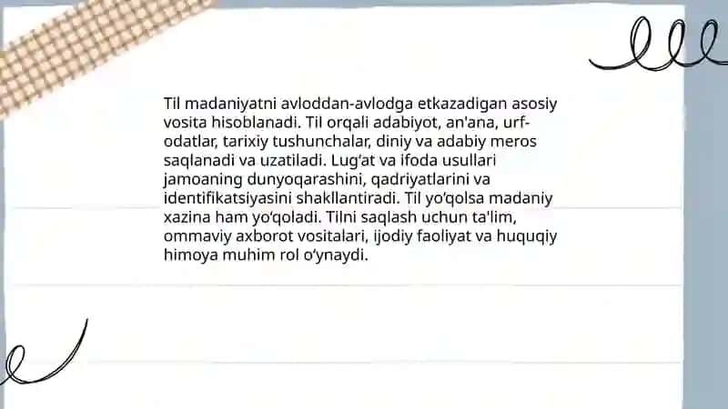 Til - insoniyatning muhim aloqa - aralashuv vositasi mavzusida taqdimot tayyorlash 4