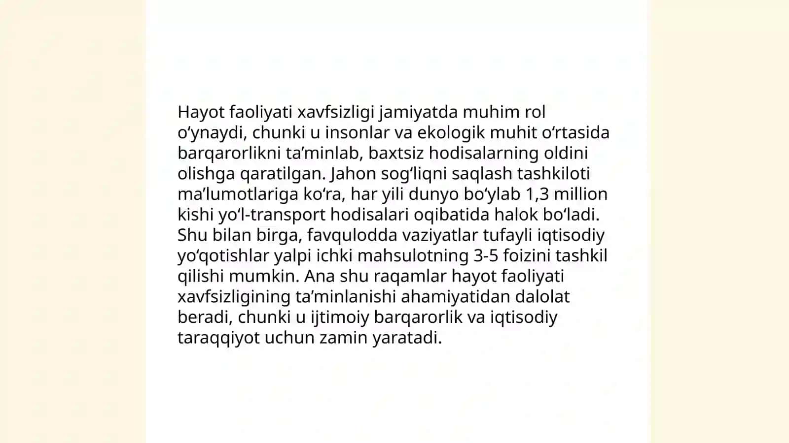 Hayot faoliyati xavfsizligi fanini o'rganishni ahamiyati va o'rganishda boshqa fanlarning bog'liqligi 4