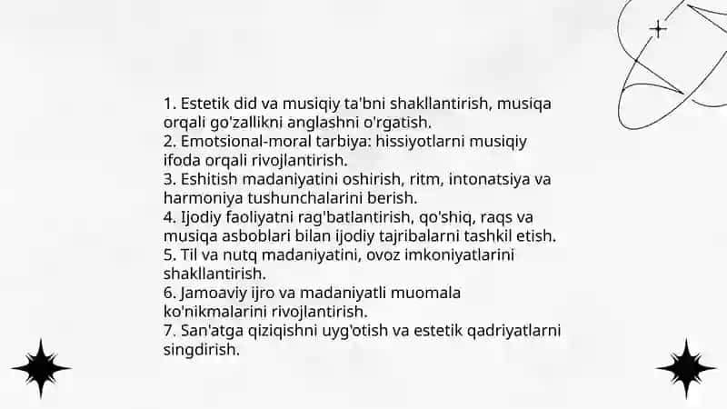 Maktabgacha ta'lim tashkilotlarida musiqa mashg'ulotlarining maqsad va vazifalari 4
