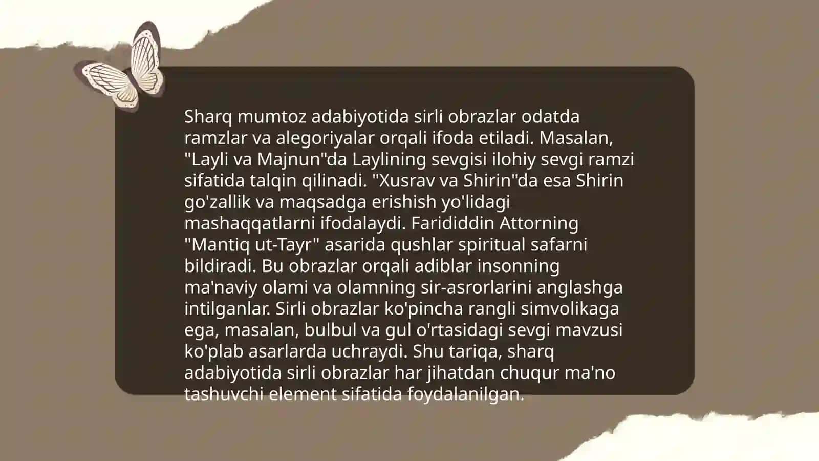 Sharq yoki G'arb yozuvchilarining badiiy asarlari tahlili va taqdimoti 4
