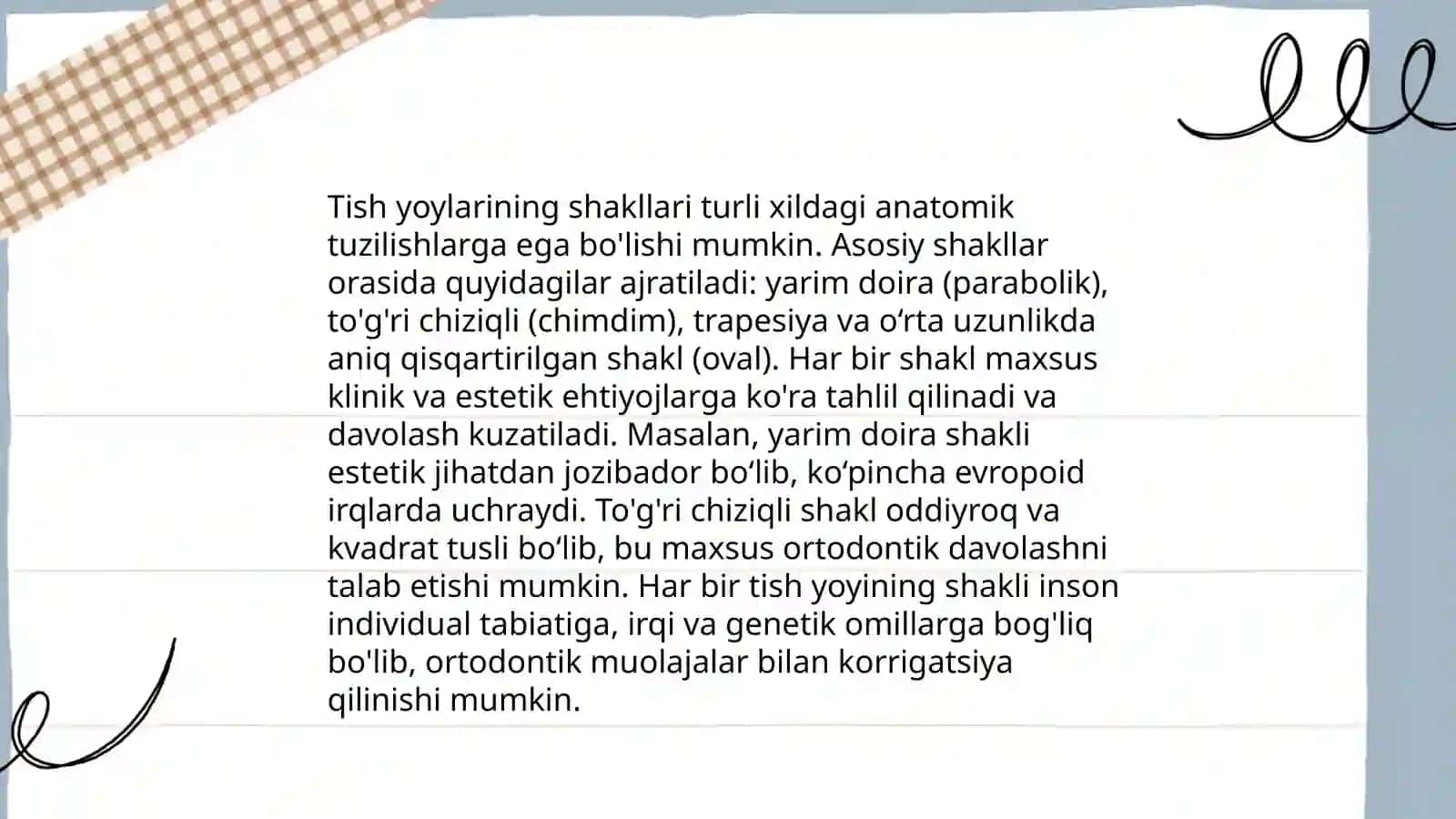 Tish, alveolyar va bazal yoylar haqida tushuncha 4