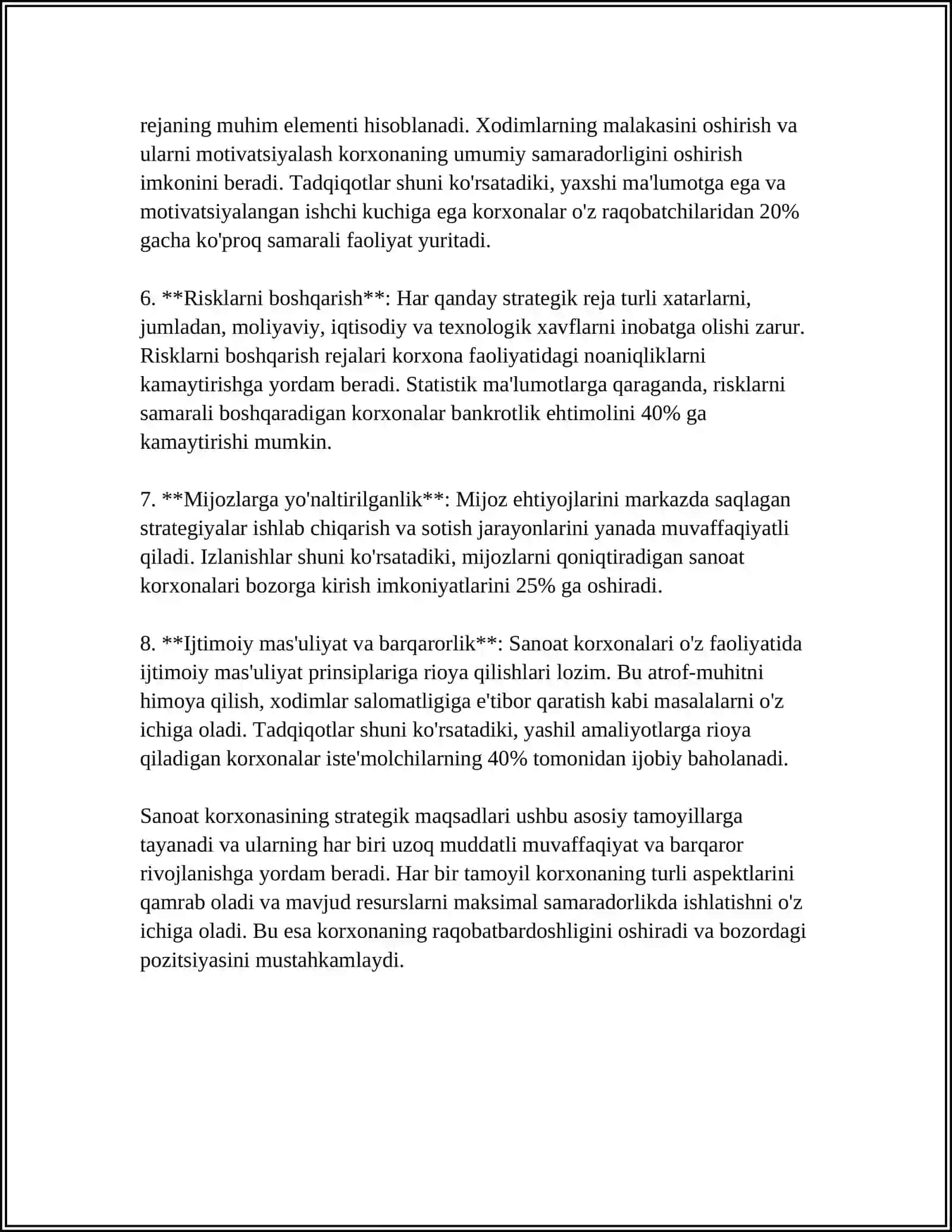 SANOAT KORXONASINING STRATEGIK MAQSADLARI VA STRATEGIYASINI SHAKLLANTIRISH 4