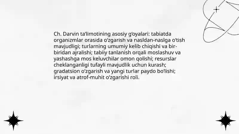 Ch.Darvin ta’limotining asosiy mazmuni 4
