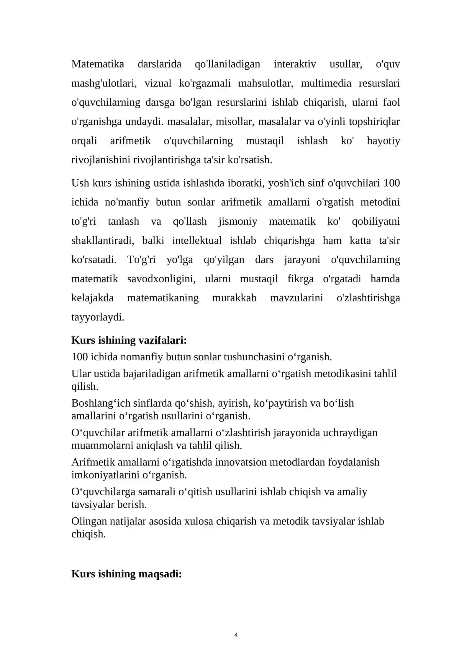 100 ichida nomanfiy butun sonlar ustida arifmetik amallarni oʻrgatish metodikasi 4