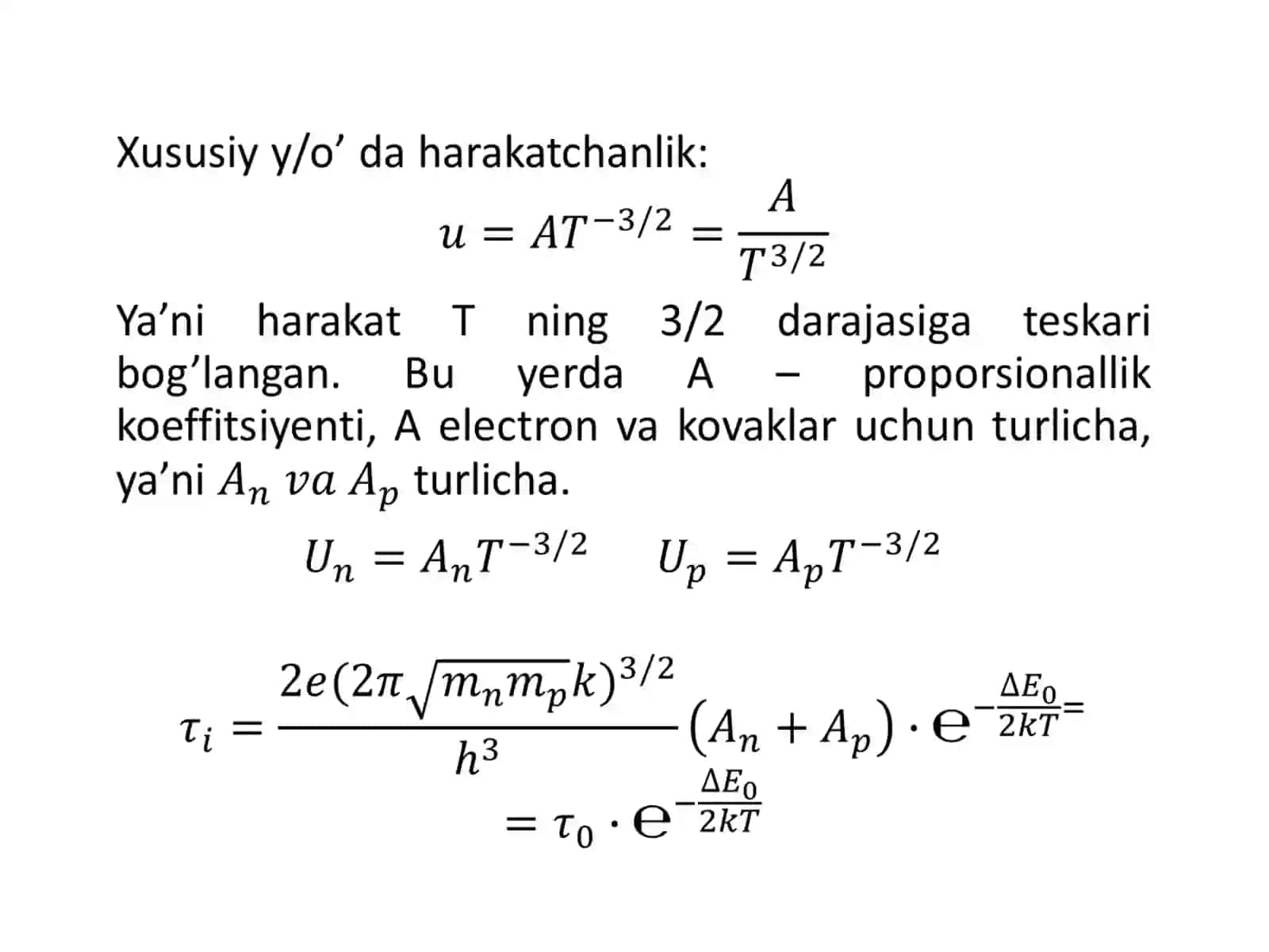 Y/O’ ELEKTR O’TKAZUVCHANLIGINING TEMPERATURAGA BOG’LIQLIGI 4