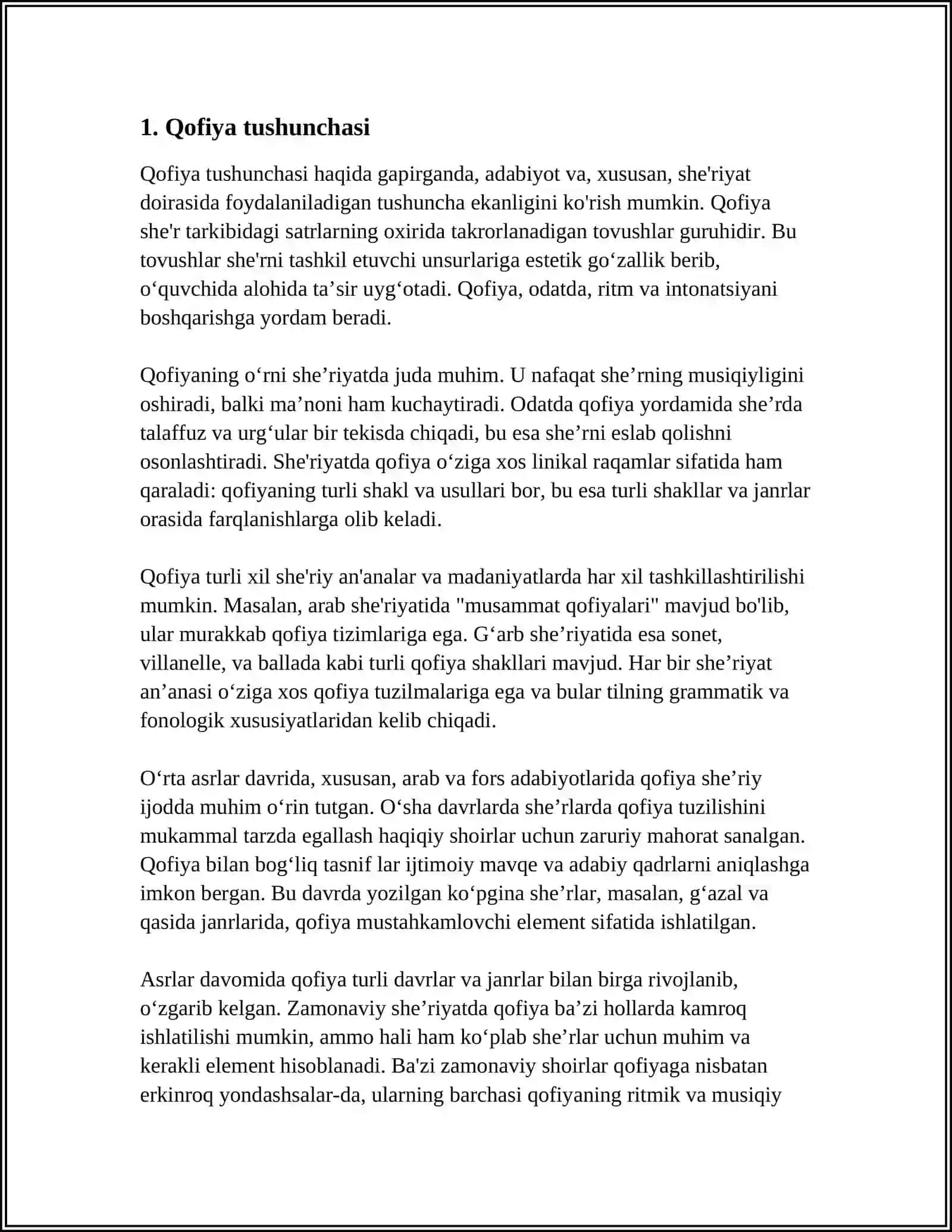 "FUNUN UL -BALOGʻA" ASARIDA QOFIYA VA SHEʼRIY SANʼATLAR HAQIDA 4