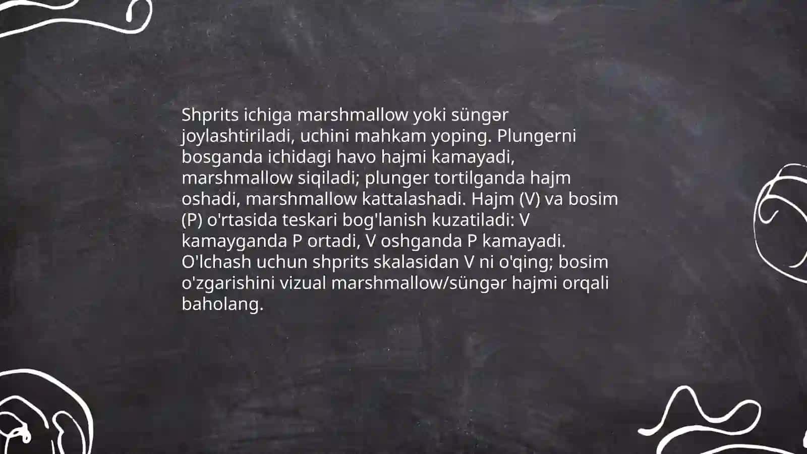 Tajriba bilan R. Boyl qonunini ko'rsatish 4