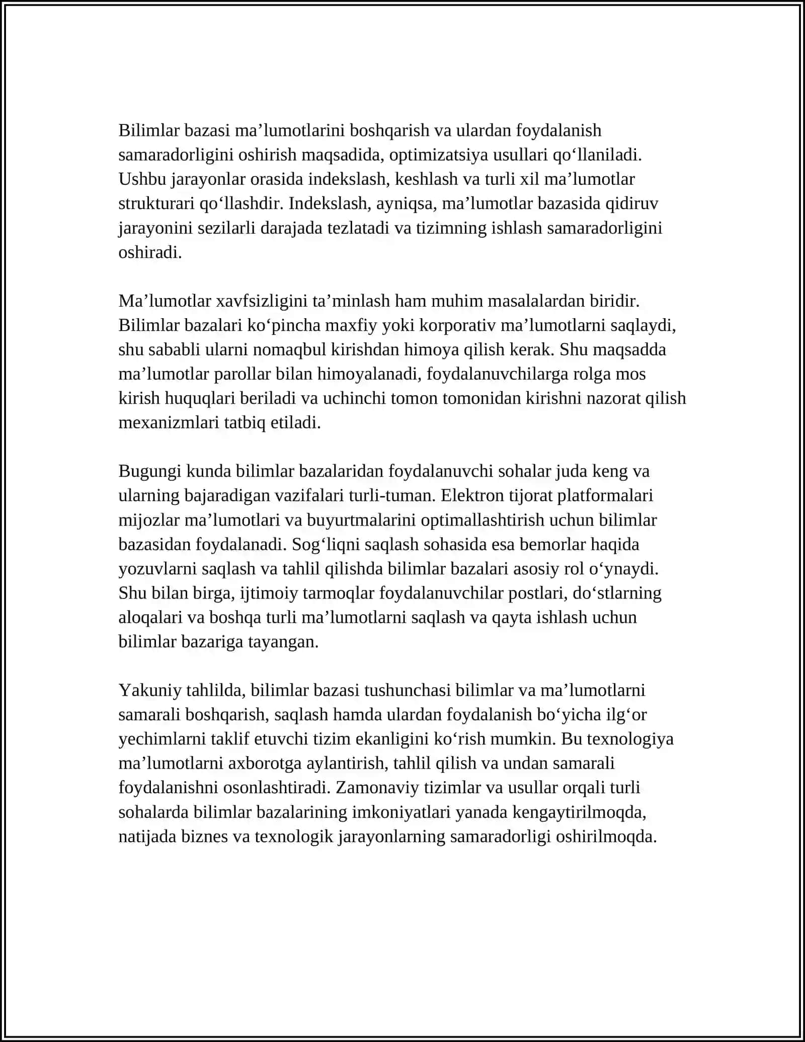 BILIMLAR BAZASI VA BILIMLARNI NAMOYISH QILISH MODELLARI 4
