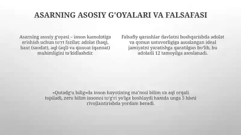 Qutadg'u Bilig asarining tahlili 4