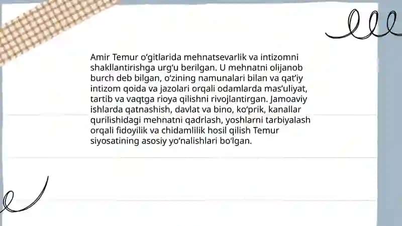 Amir Temur oʻgitlarining tarbiyaviy ahamiyati 4