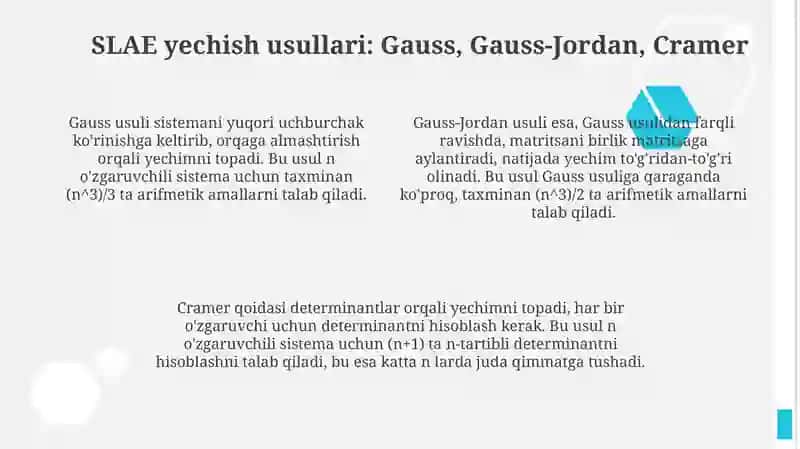 Chiziqli algebraik tenglamalar sistemasi 4