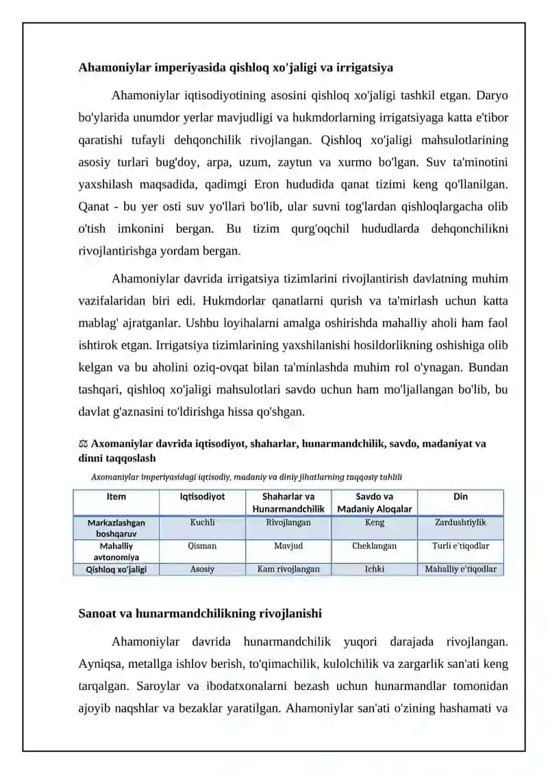 Ahmoniylar davrida iqtisodiyot, shaharlar va hunarmandchilik 4