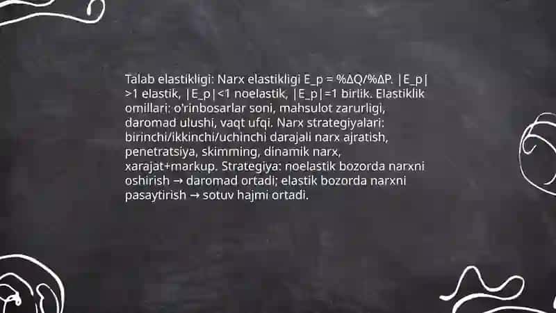 Talab va taklif qonuniga koʻra narx belgilash usullari 4