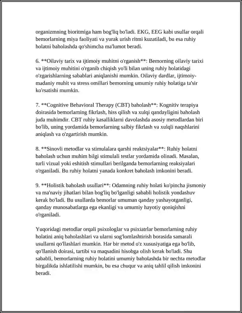 BEMORLARNING RUHIY HOLATI 4