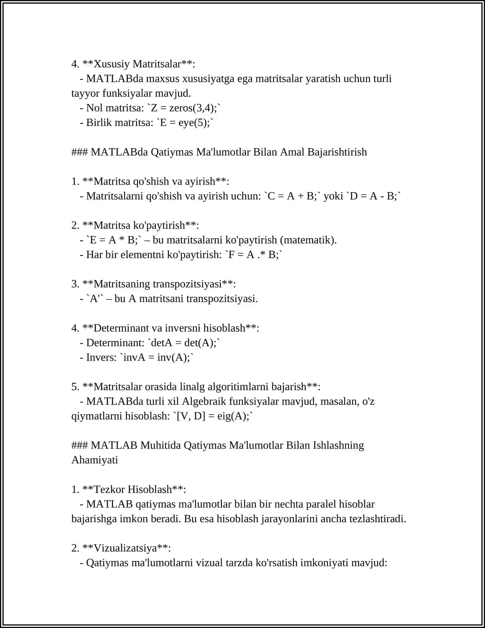 MATLAB NING FUZZY LOGIC TOOLBOX PAKETIDA QATIYMAS MA'LUMOTLAR BILAN ISHLASH 4