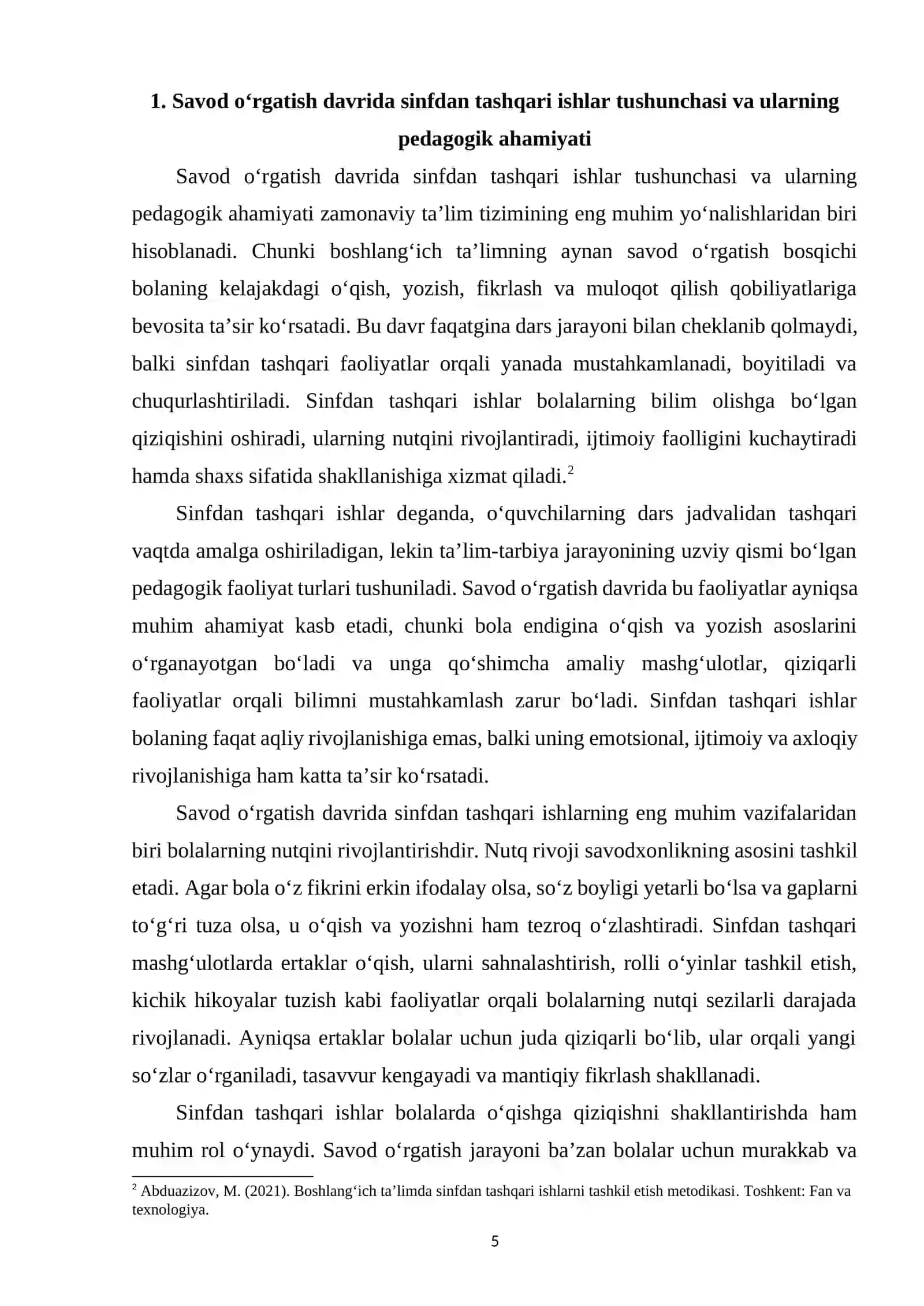 Savod o‘rgatish davrida sinfdan tashqari ishlar (“Savodxonlik” bayrami va shuning kabilar) ni uyushtirish 4