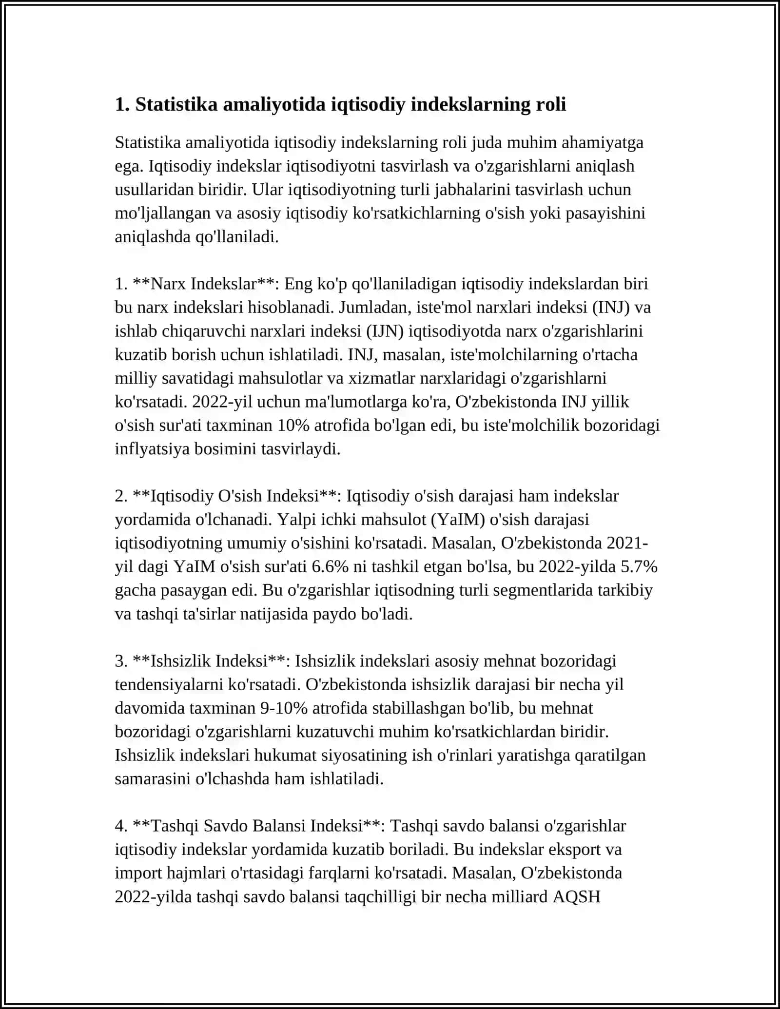STATUSTIKA AMALIYOTIDA IQTISODIY INDEKSLARNI QO'LLAB QUVVATLASH YO'NALISHLARI 4