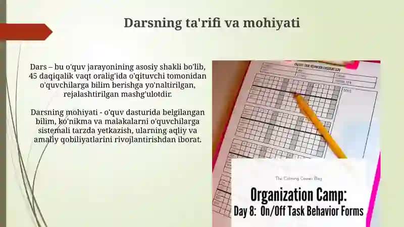 Dars- Ta'limni tashkil etishning asosiy shakli 4