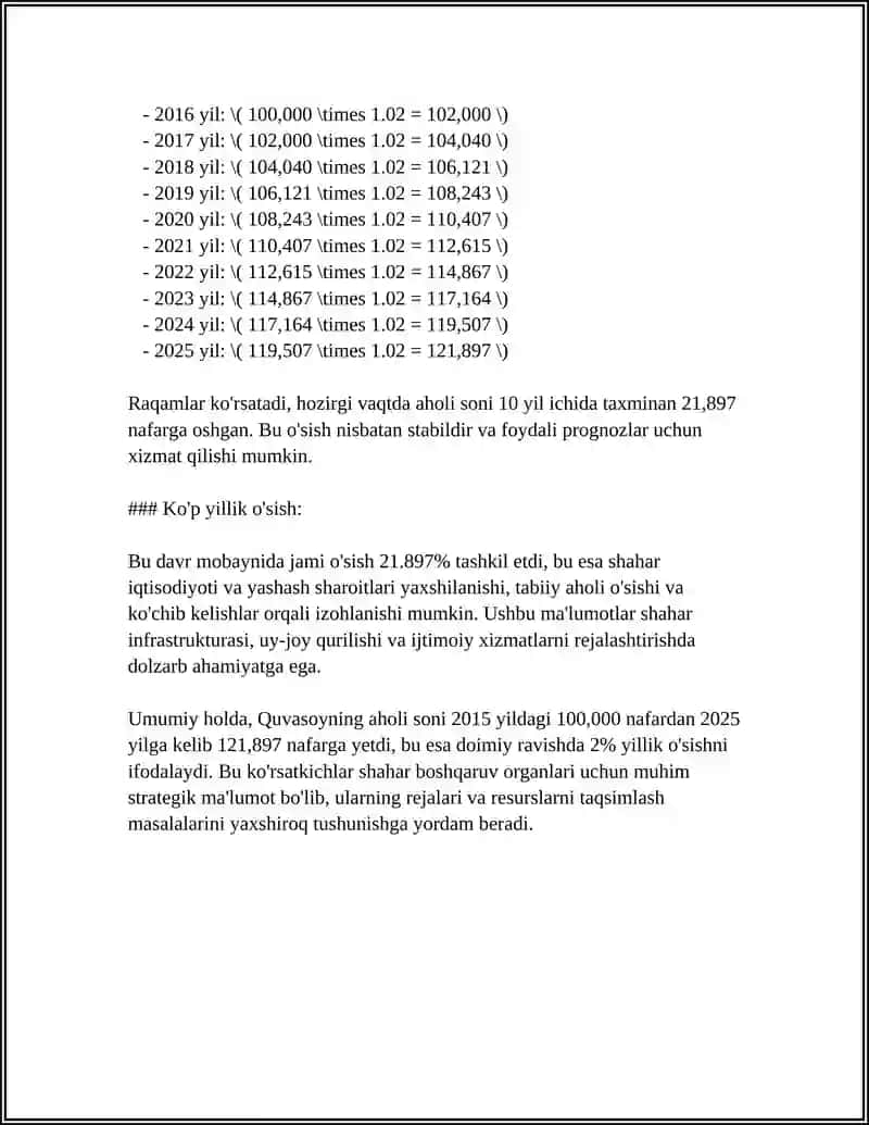 QUVASOY SHAHARNING 2015 -2025 YILLARNING STATISTIKASI GRAFIK MATEMATIK MISOLAR SHAKLIDA 4
