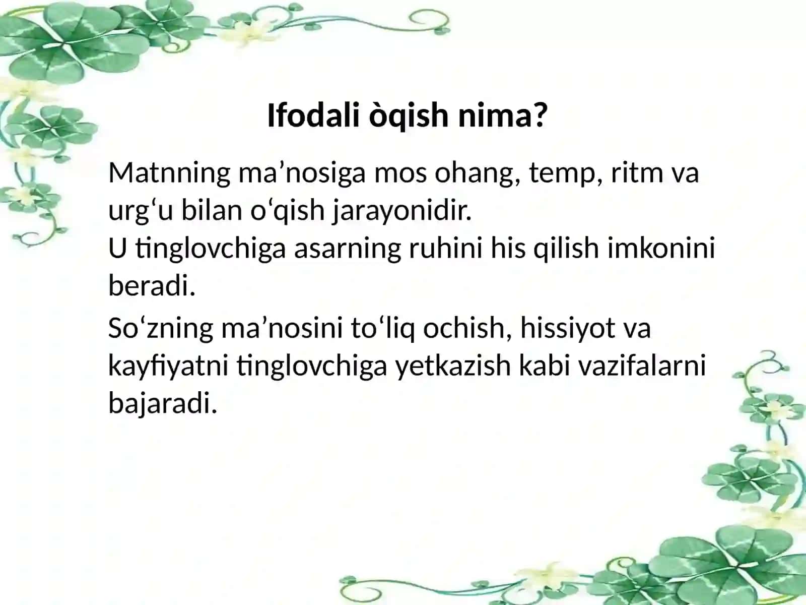 Ertak, masal, topishmoq, maqollarni ifodali o‘qishda ohangdorlik va ritm 4