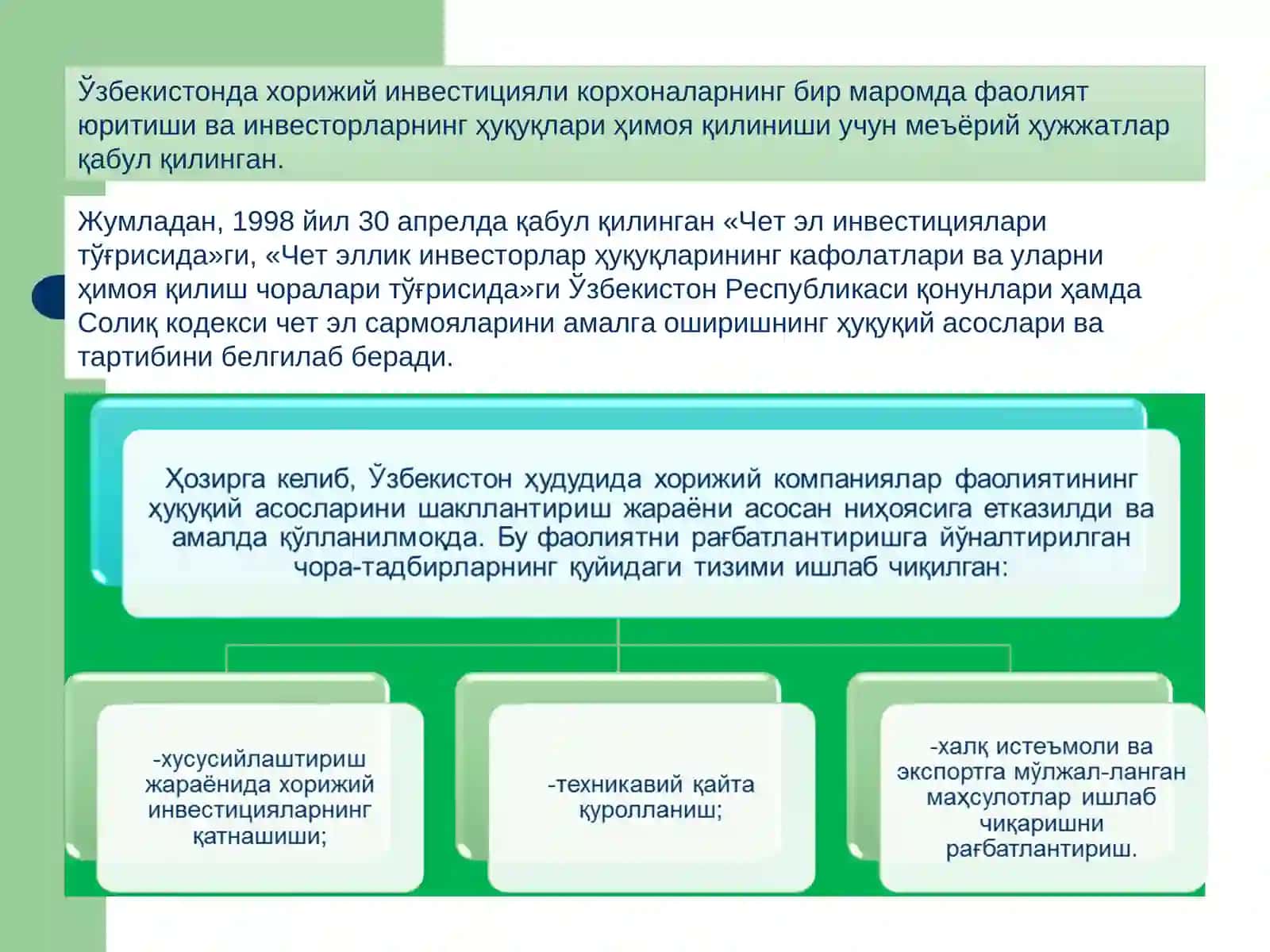 Хорижий инвестицияларни жалб қилишни рағбатлантиришнинг замонавий шакл ва усуллари 4