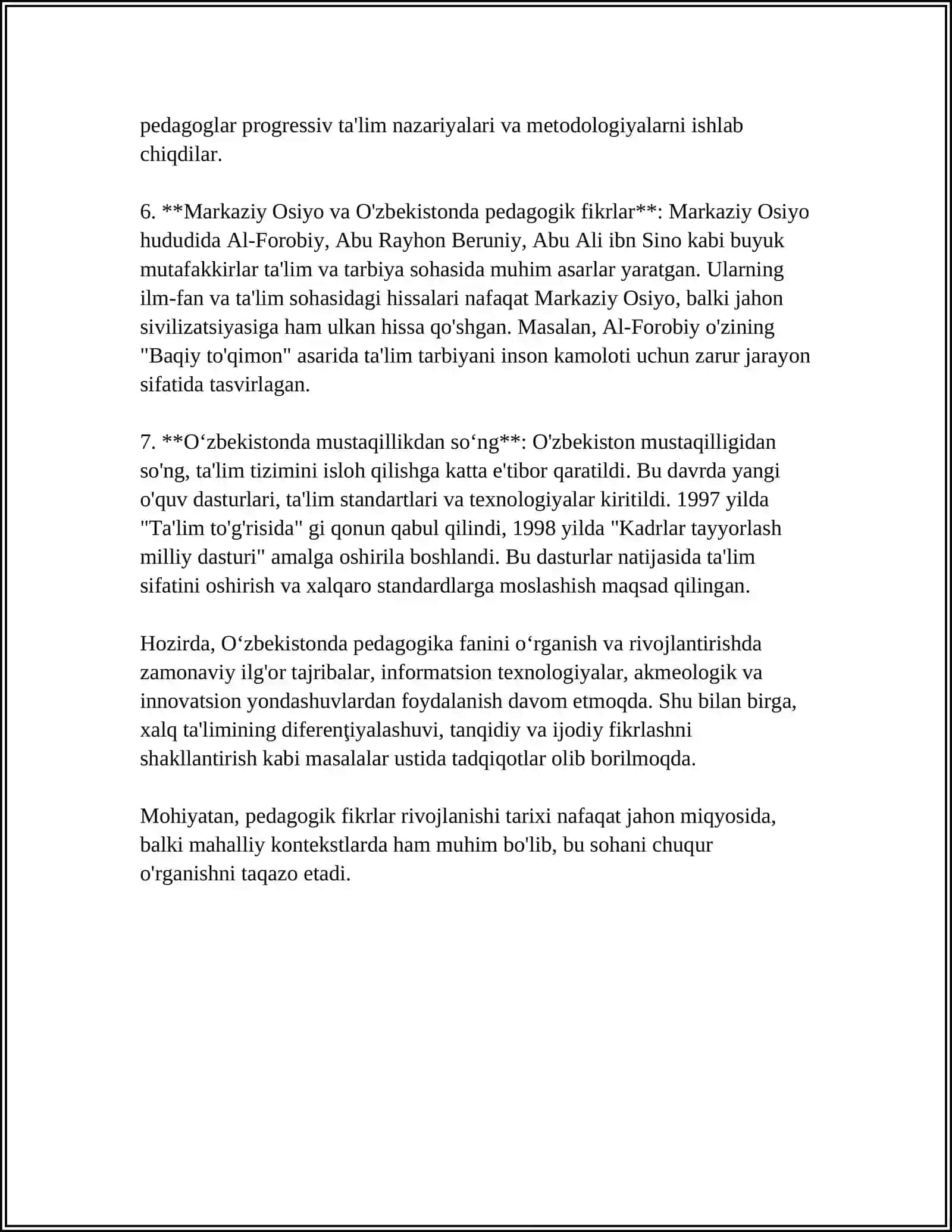 PEDAGOGIK FIKRLAR TARAQQIYOTI VA TARIXIYLIGI 4