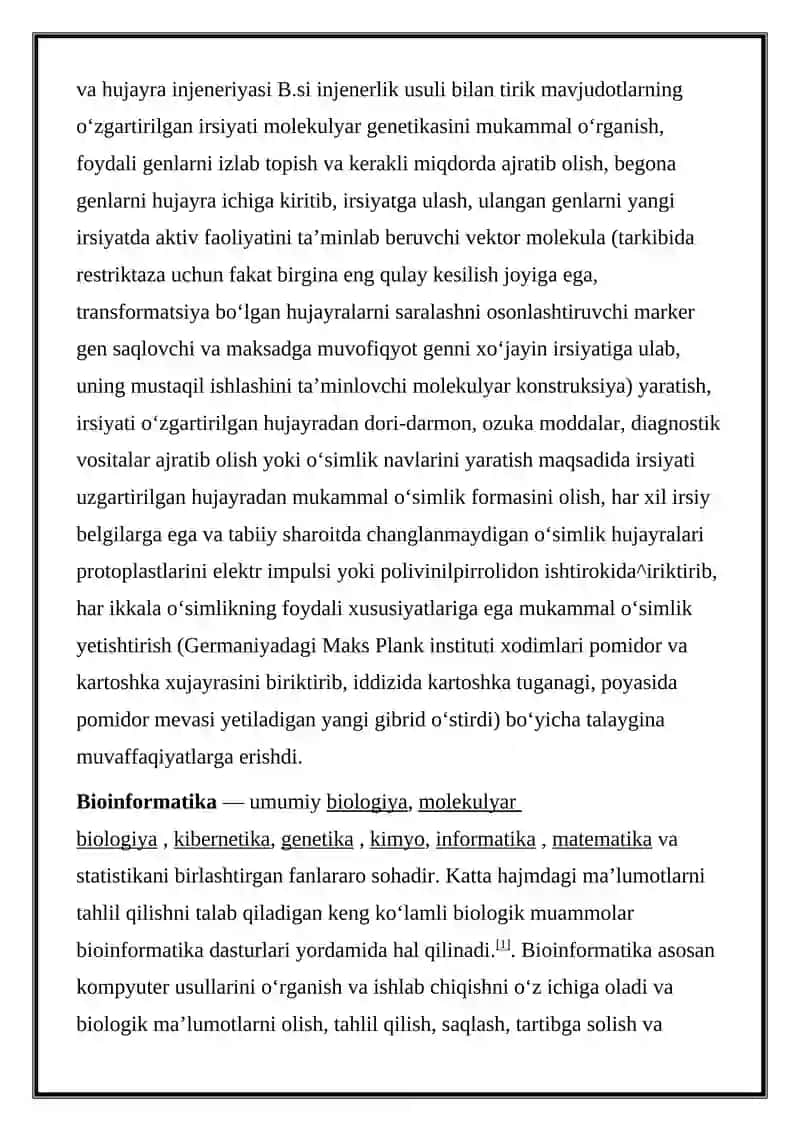 BIOLOGIK VA BIOTEXNIK TIZIMLAMI YARATISH VA TAHLIL QILISH 4