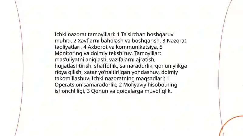 Ichki nazorat tizimini o'rganish 4