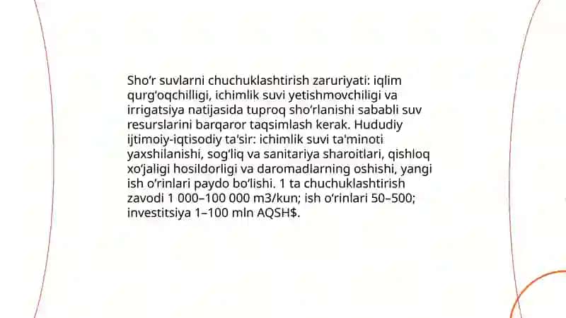 Shòr suvlarni chuchuklashtirish ĝoyasini yaratish 4