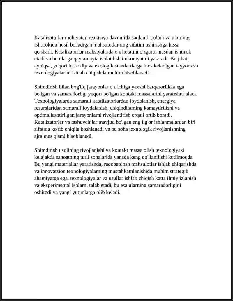 SHIMDIRISH USULI BILAN TASHUVCHILAR ISHTIROKIDA KONTAKT MASSA OLISH TEXNOLOGIYASI 4