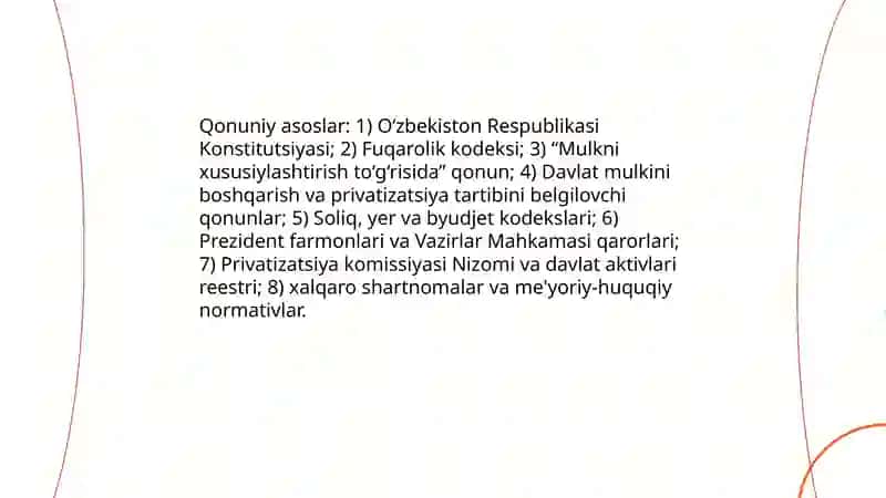 Mulkni davlat tasarrufidan chiqarish va xususiylashtirish maqsadi,yollari va usullari 4