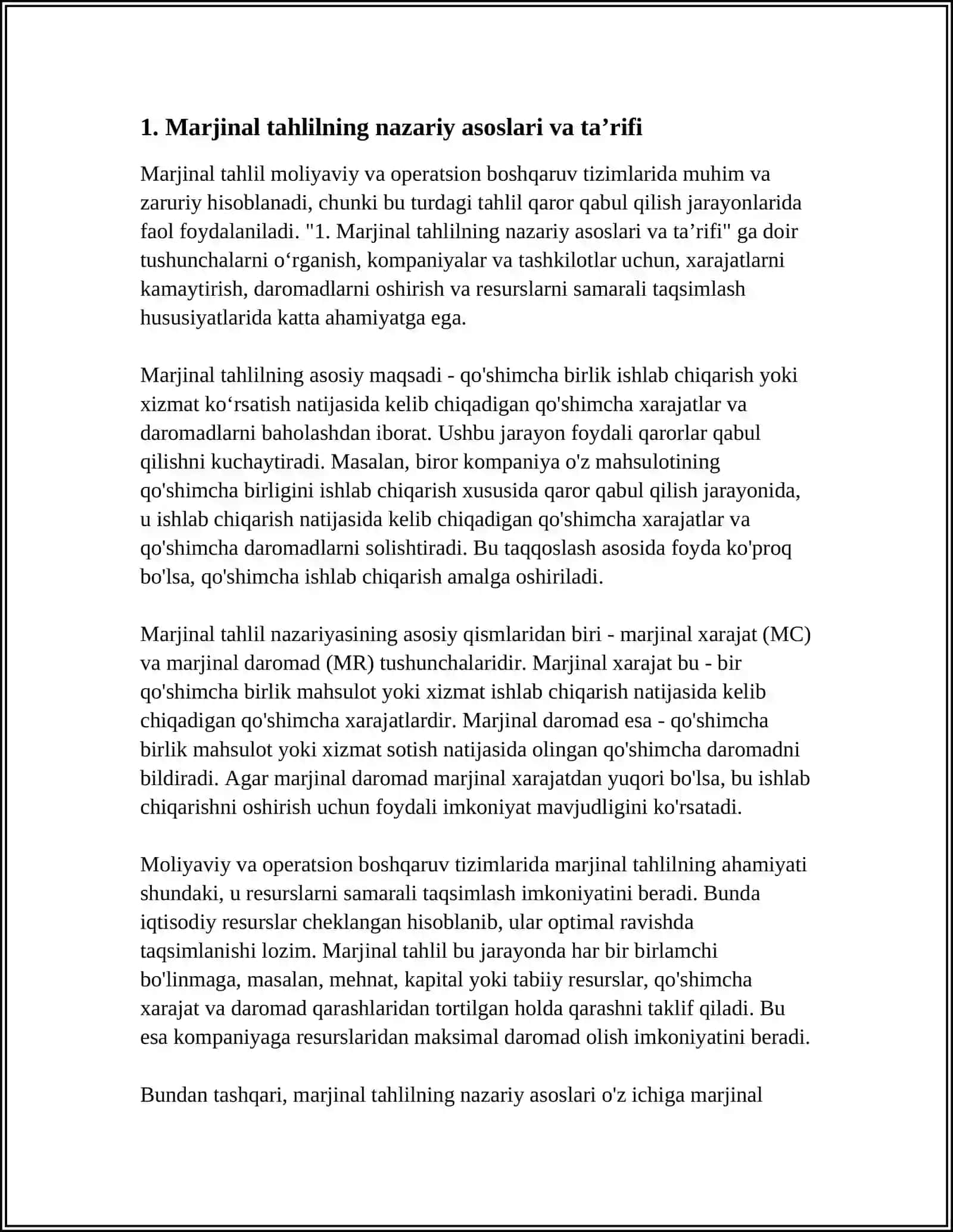 MOLIYAVIY VA OPERATSION BOSHQARUV TIZIMIDA MARJINAL TAHLIL 4