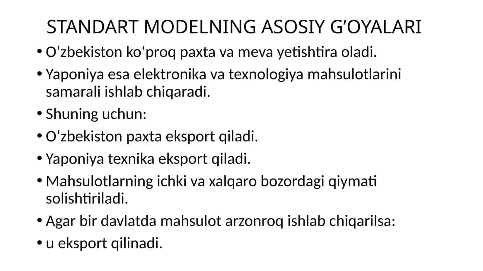 Xalqaro savdoning standart modeli 4