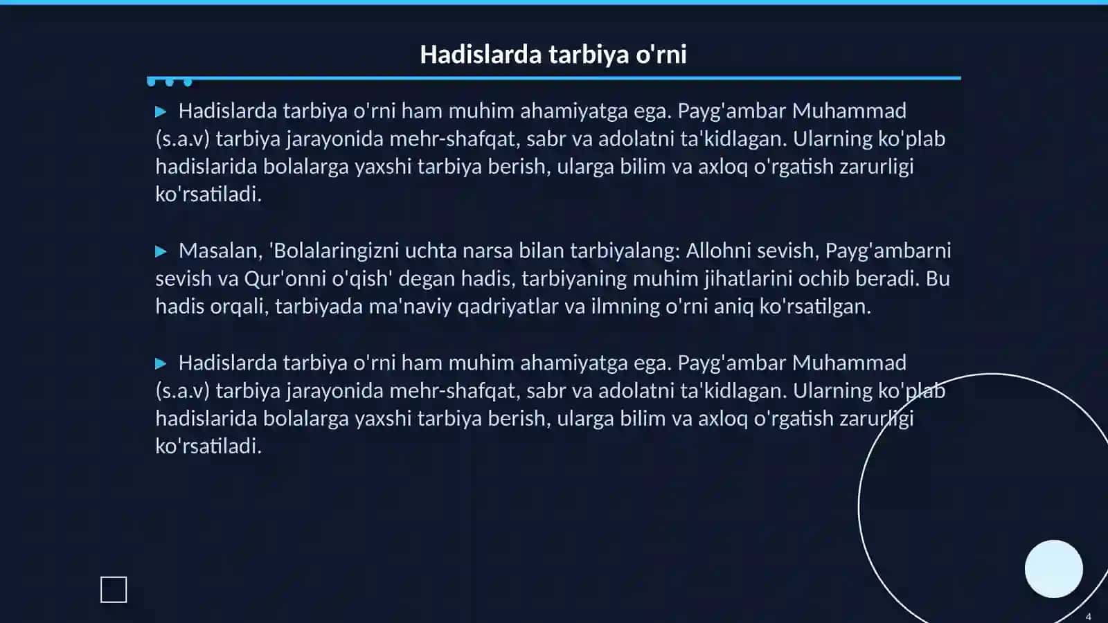 Qur'on Karim va Hadislarda ta'limiy tarbiyaviy qarashlar 4