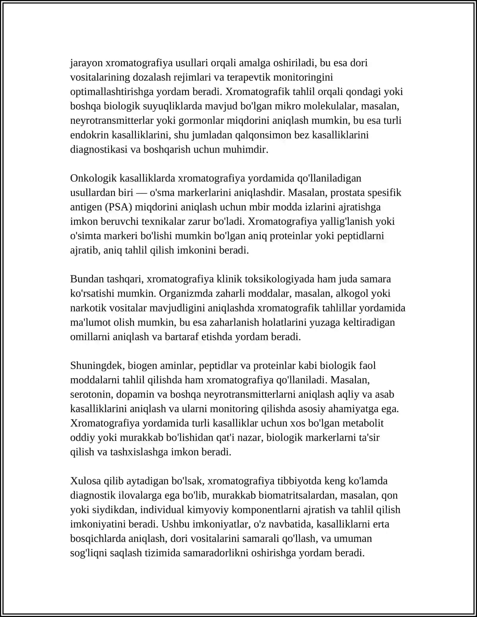 XROMOTOGRAFIYANING TIBBIY IZLANISHLARDAGI IMKONIYATLARI 4