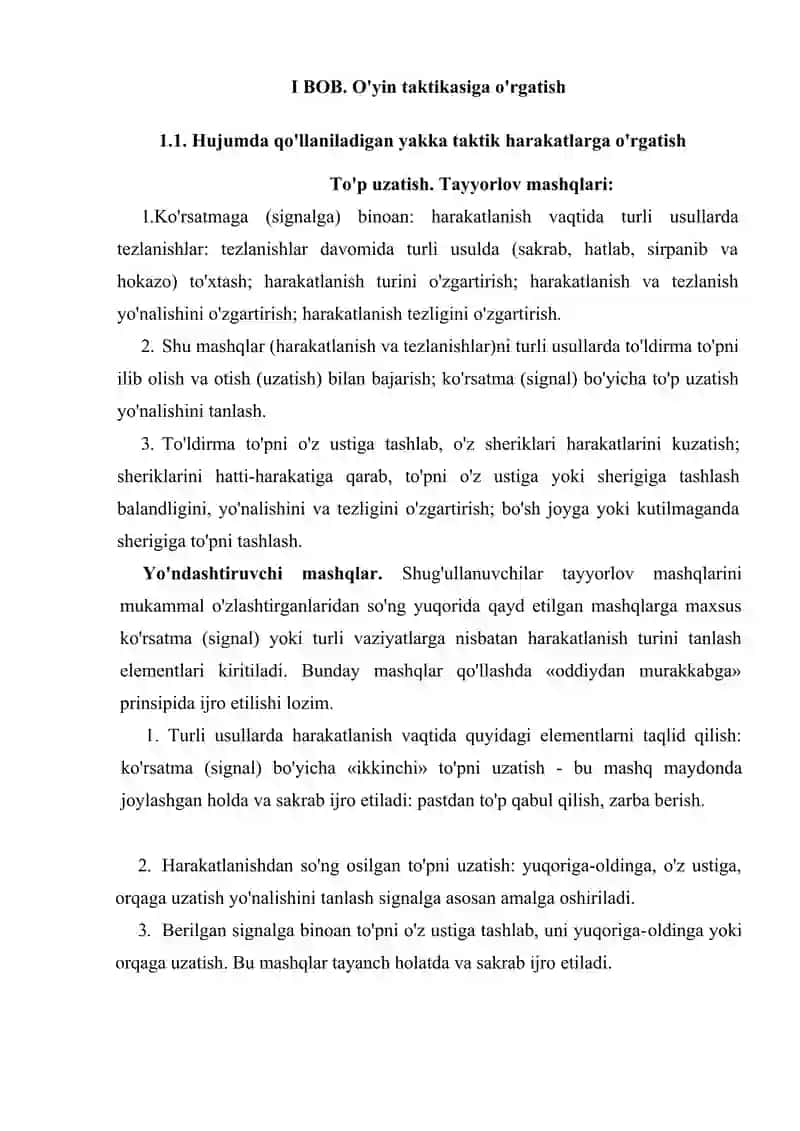 Voleybol o'yini texnika va taktikalarini o'rgatish metodikasi 4