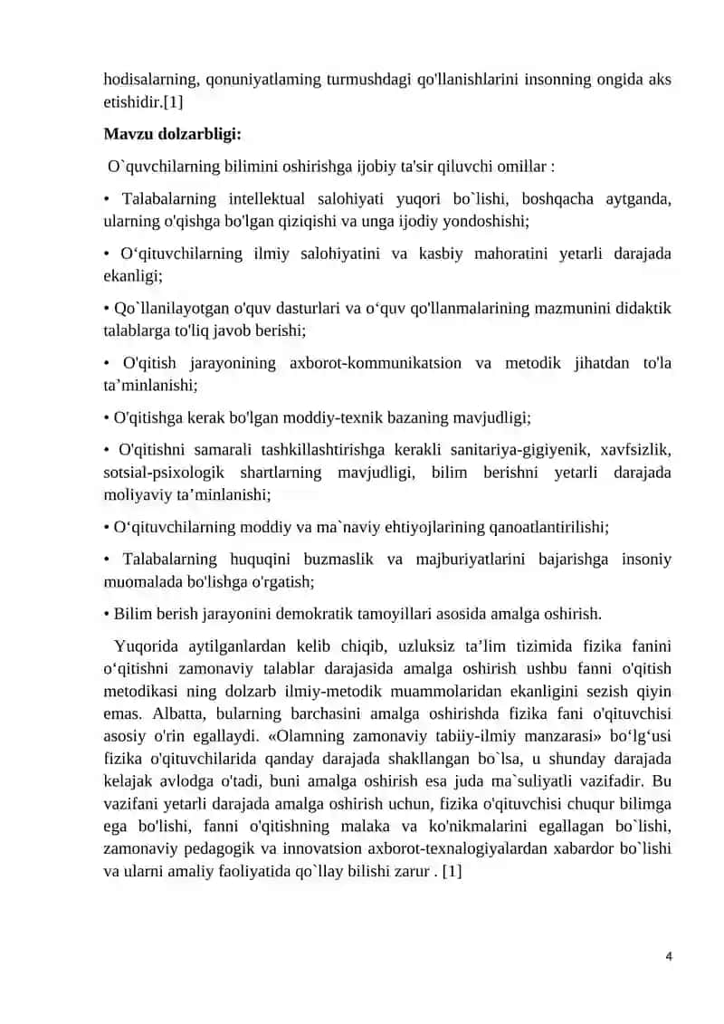 Umum ta`lim maktablarda “Saqlanish qonunlari” mavzusini o`tish metodikasi 4