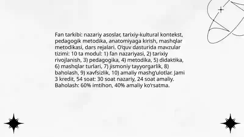 Jismoniy madaniyat nazariyasi va metodikasi fani o‘quv fan sifatida 4