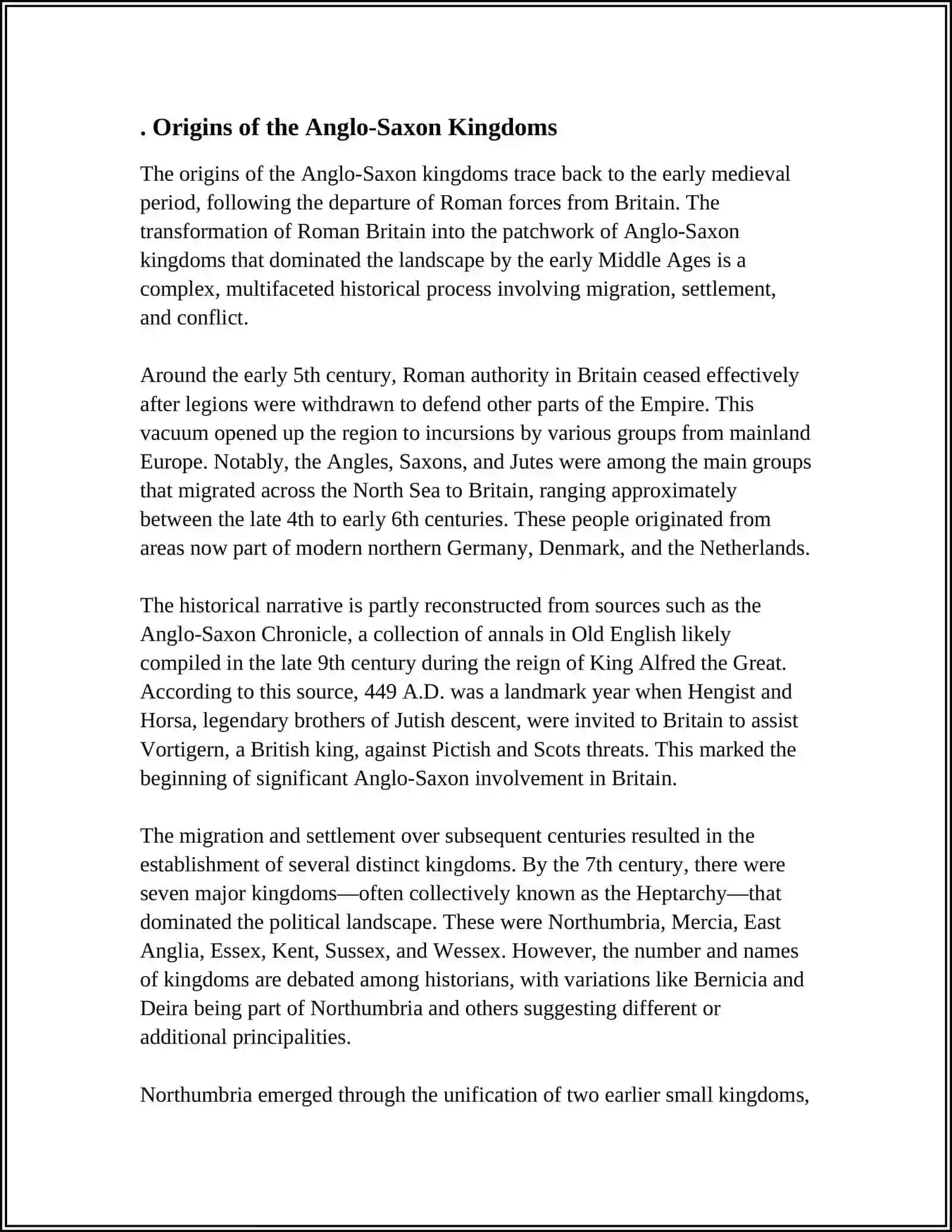 Research and Summarize the Major Anglo-Saxon Kingdoms and Their Historical Significance 4