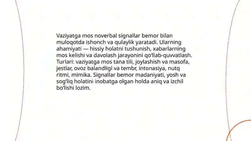 Pasient bilan noverbal muloqot konikmalari 4
