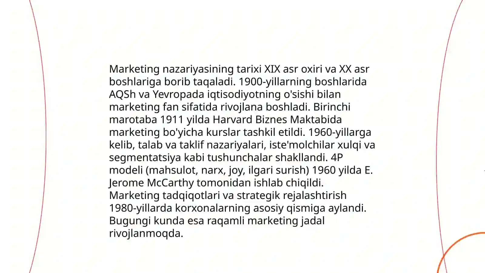 Marketing nazariyasi tushunchasi va uning evolyusiyasi, tahlillari 4