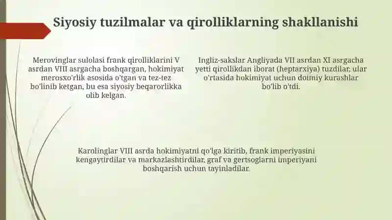 G'arbiy Yevropa davlatlarining ilk o'rta asrlari 4