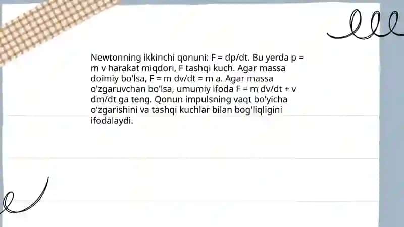 Kuch massa harakat miqdori 4