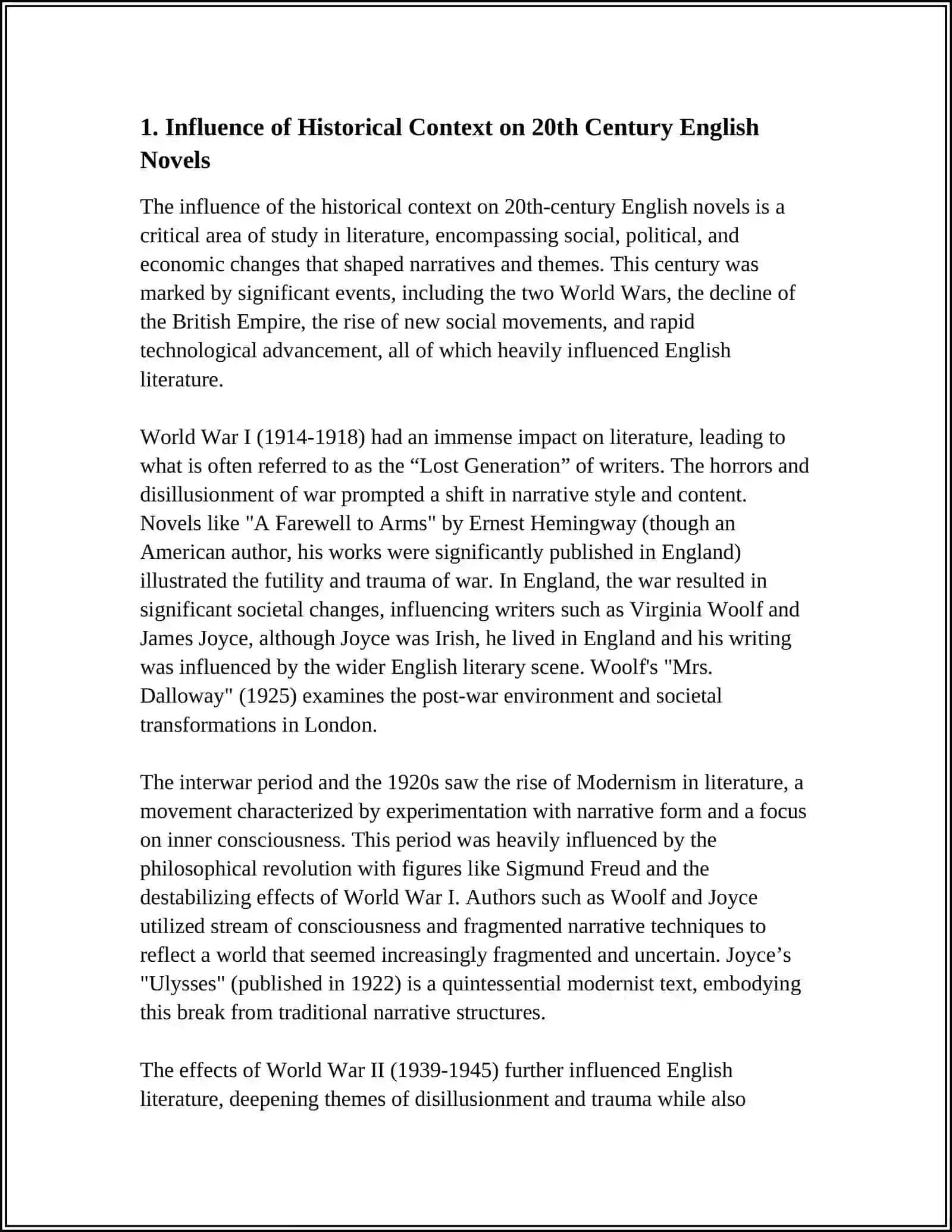 RELATIONSHIP OF HISTORY AND LITERARY TEXT.XX CENTURY ENGLISH NOVELS 4