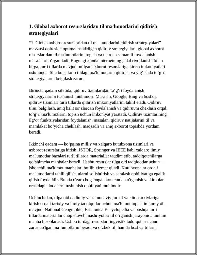TURLI GLOBAL AXBOROT RESURSLARI BILAN ISHLASH. TILGA OID RESURSLAR BILAN ISHLASH 4