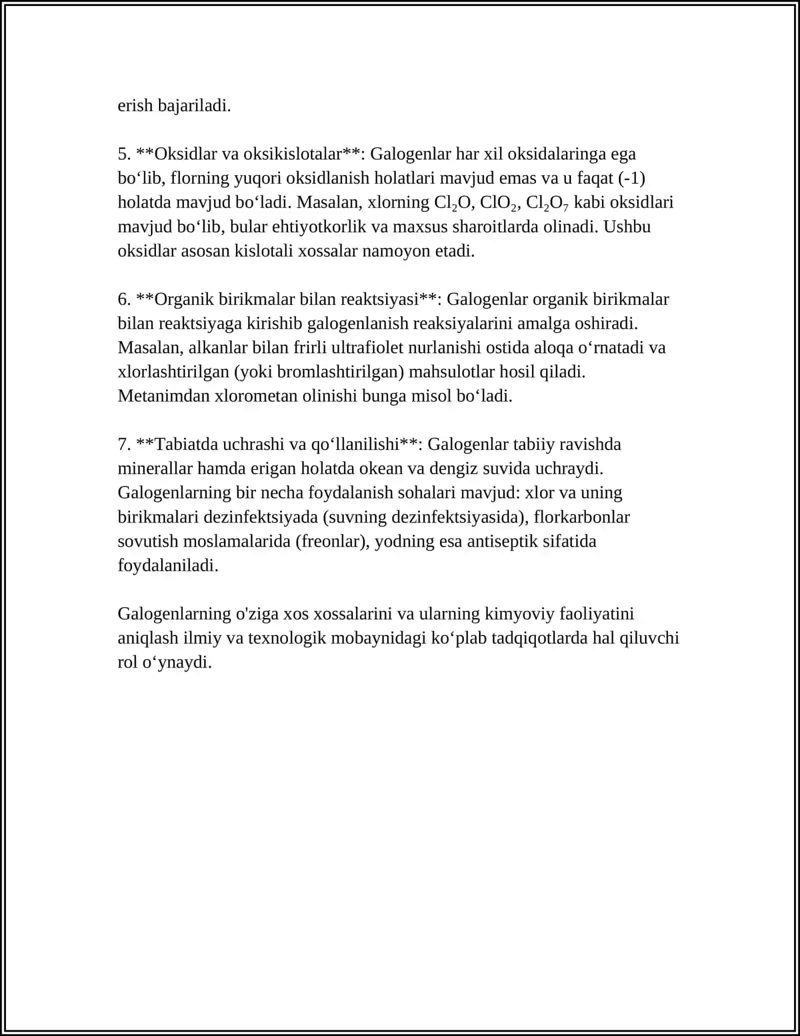 GALOGENLAR VA ULARNING BIRIKMALARINI QOʻLLANILISHI 4