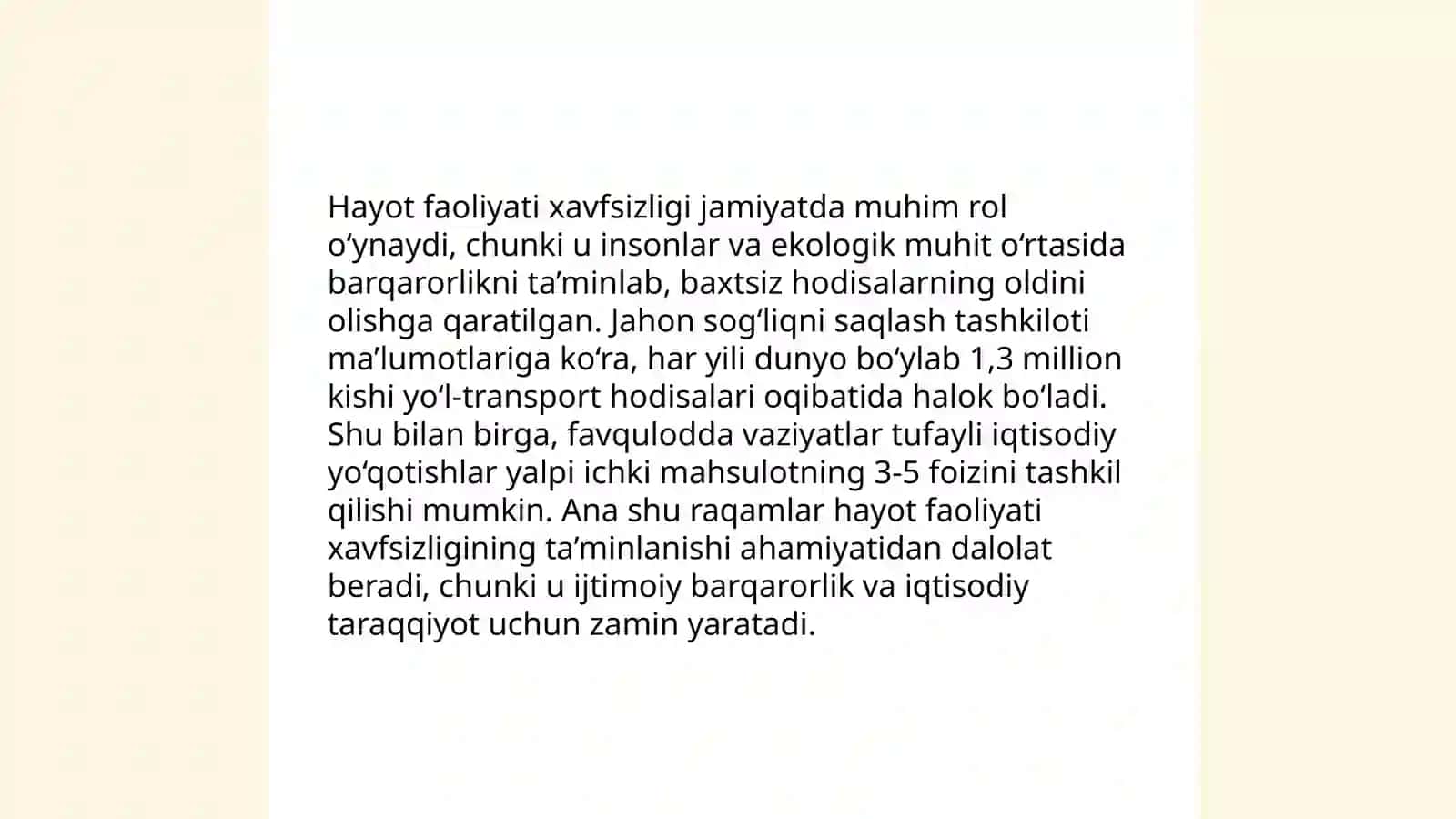 Hayot faoliyati xavfsizligi fanining umumiy tushunchasi 4