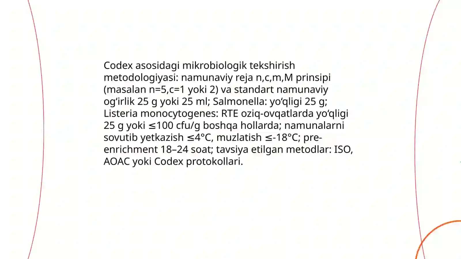 Oziq ovqat mahsulotlarining gigiyenik tekshirish ekspertizasi Codex Alimentarius talablarini taxlil qilish 4
