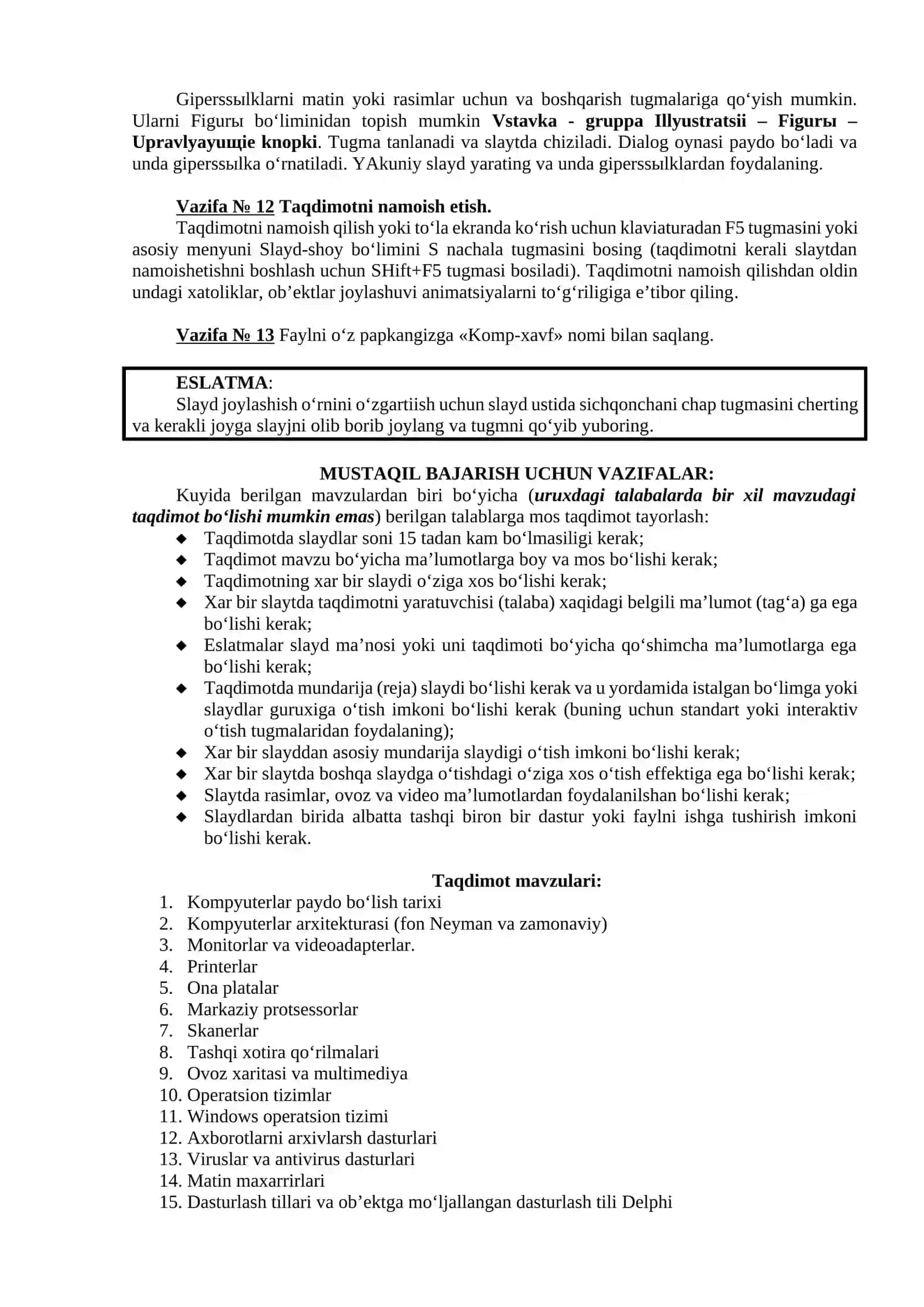 MS Power Point dasturida taqdimotlar yaratish 4