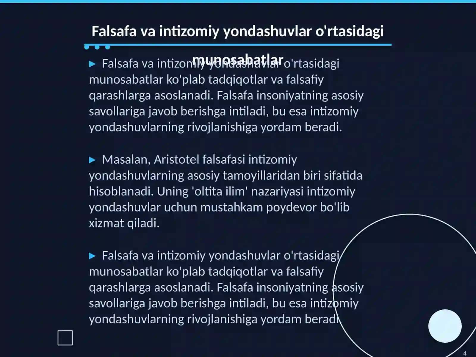 Intizomiy yondashuvlar: falsafa sotsiologiya, psixologiya, pedagogika 4